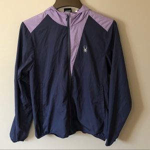 Spyder Zip-up Windbreaker - Two Tone Purple and Navy- Size Medium